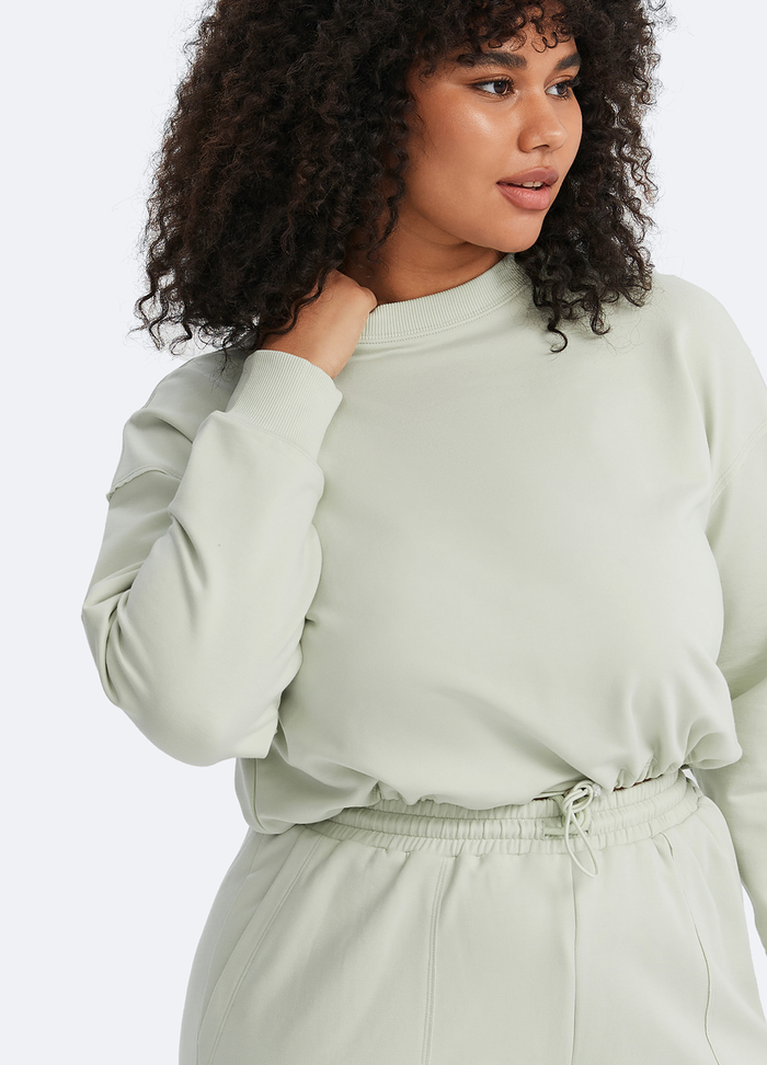 Cropped Sweatshirt mit Kordelzug