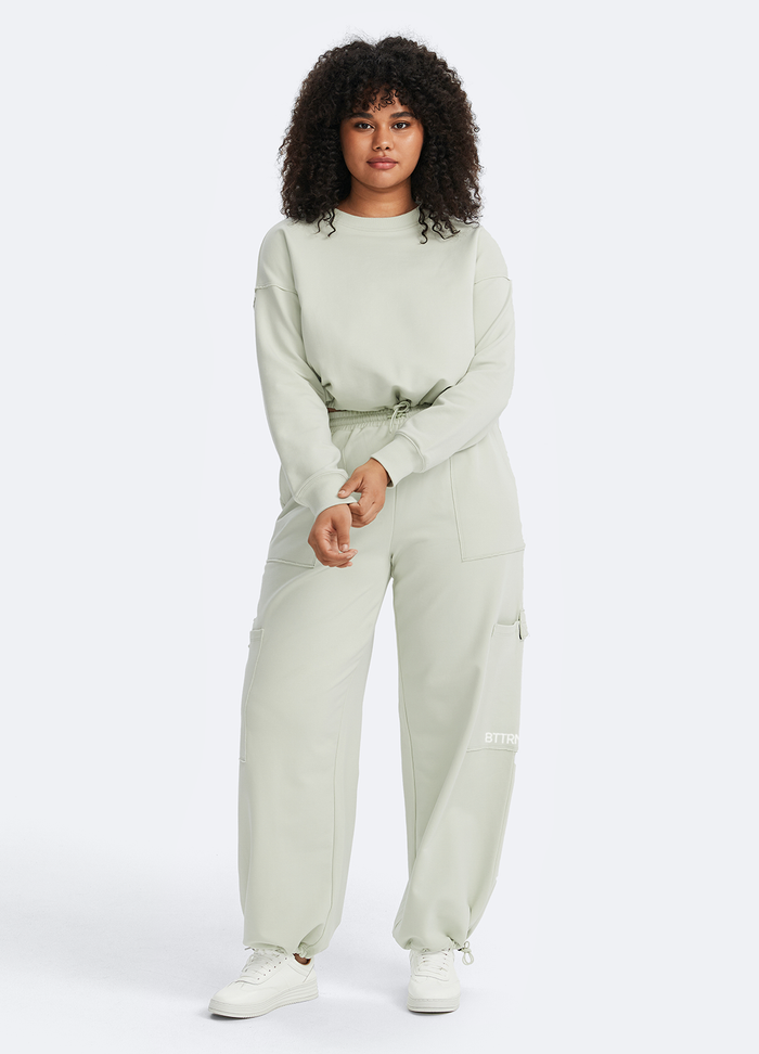 Cropped Sweatshirt mit Kordelzug