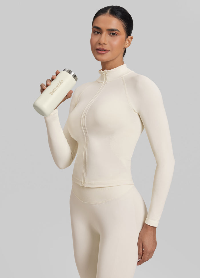Ultrasculpt Longline Full Zipper Seamless Breathable Warm Jacket