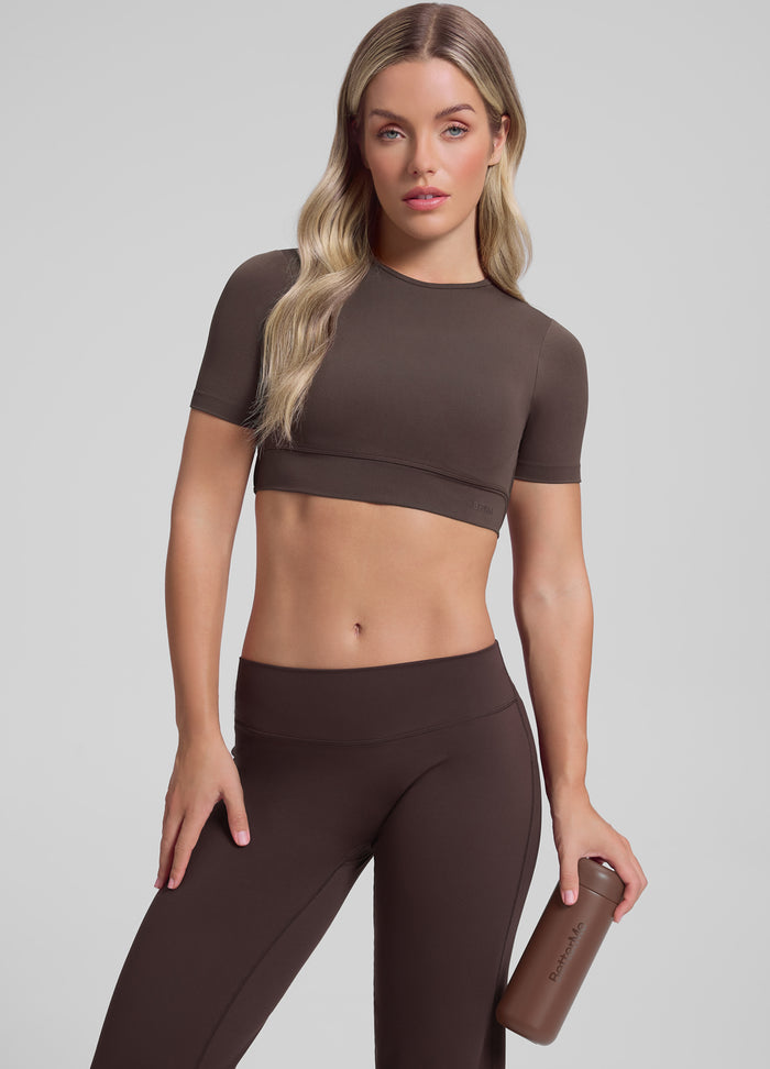 Ultrasculpt Crew Neckline Backless Removable Bra Cups Seamless Crop Top