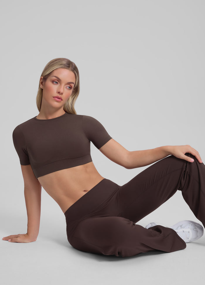 Ultrasculpt Crew Neckline Backless Removable Bra Cups Seamless Crop Top