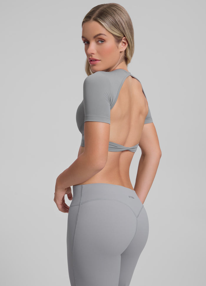 Ultrasculpt Crew Neckline Backless Removable Bra Cups Seamless Crop Top