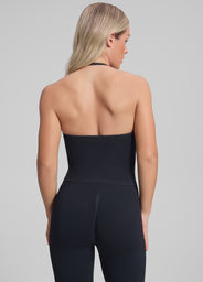 Ultrasculpt Longline Halterneck Form-Fitting Built-in Bra Twill Knit Tank Top