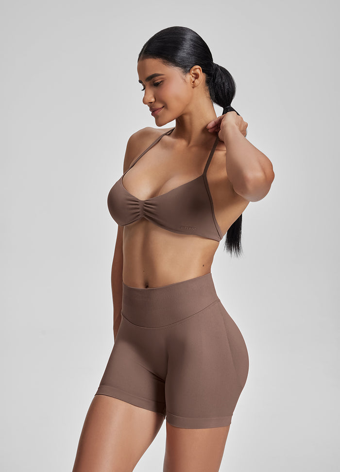 Ultrasculpt Halterneck Backless Strappy Functional Twill Knit Bra