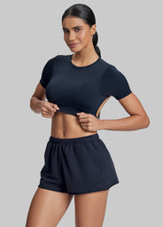 Comfy Mid-Thigh Stretchy Waist French Terry Jersey Shorts