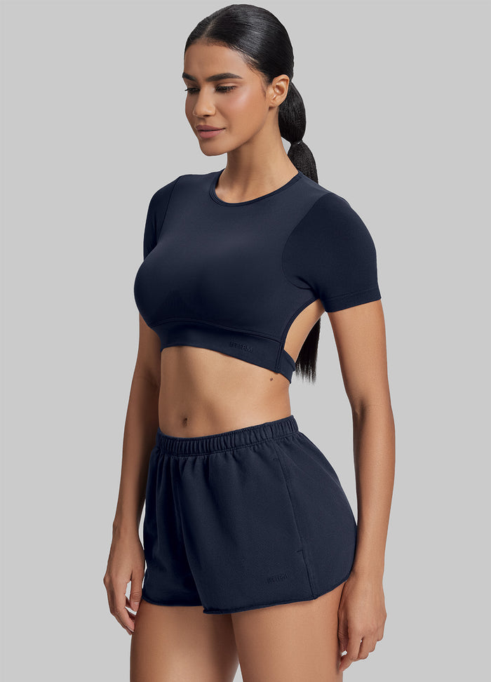 Comfy Mid-Thigh Stretchy Waist French Terry Jersey Shorts