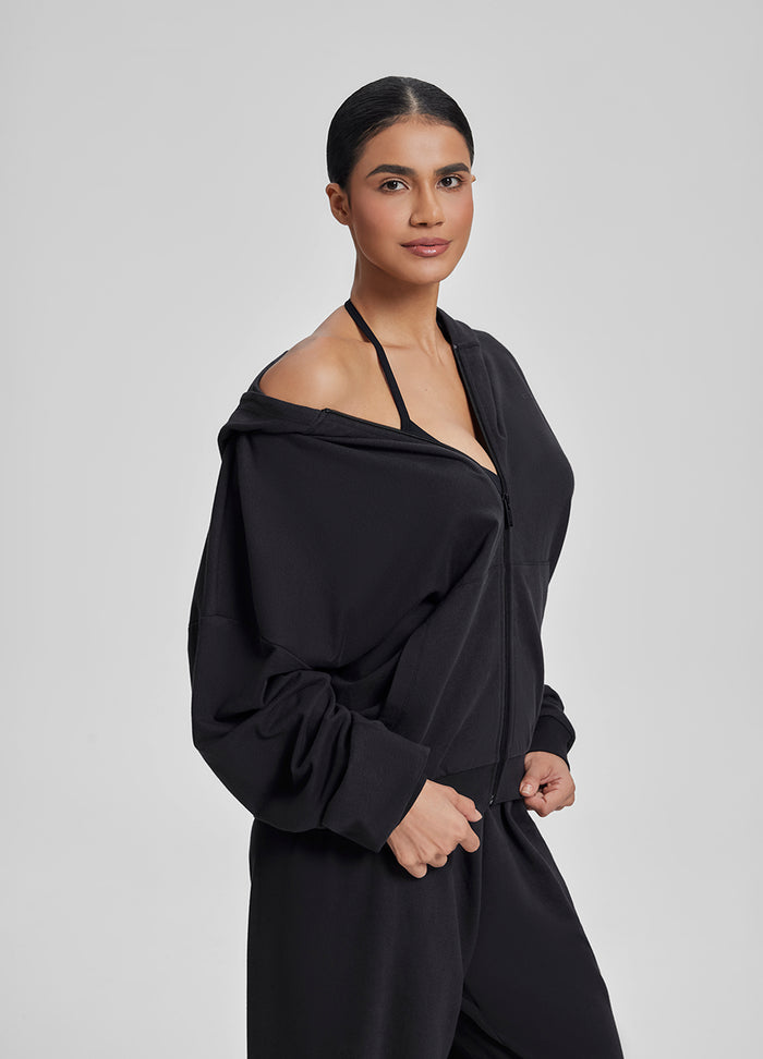 Relaxed Oversized Full Zipper Kangaroo Pockets Soft Hoodie