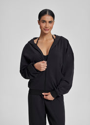 Relaxed Oversized Full Zipper Kangaroo Pockets Soft Hoodie