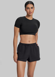 Comfy Mid-Thigh Stretchy Waist French Terry Jersey Shorts