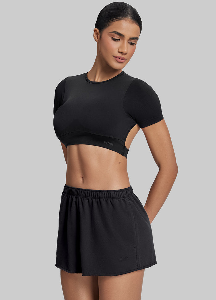 Comfy Mid-Thigh Stretchy Waist French Terry Jersey Shorts