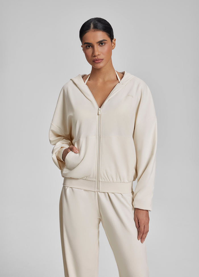 Relaxed Oversized Full Zipper Kangaroo Pockets Soft Hoodie