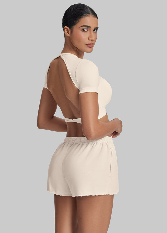 Comfy Mid-Thigh Stretchy Waist French Terry Jersey Shorts