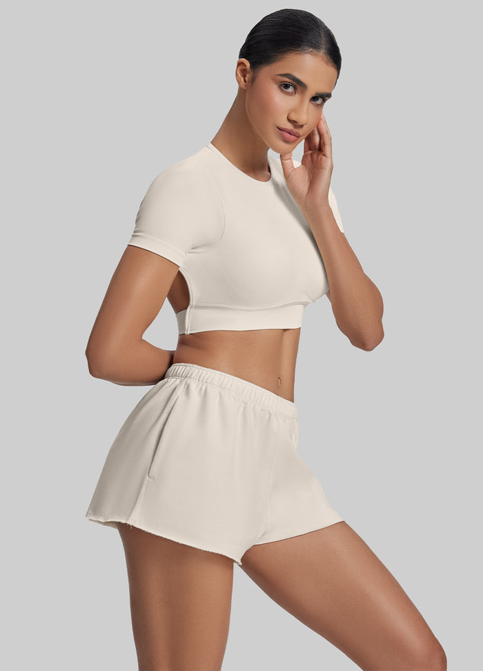 Comfy Mid-Thigh Stretchy Waist French Terry Jersey Shorts