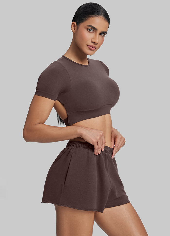 Comfy Mid-Thigh Stretchy Waist French Terry Jersey Shorts