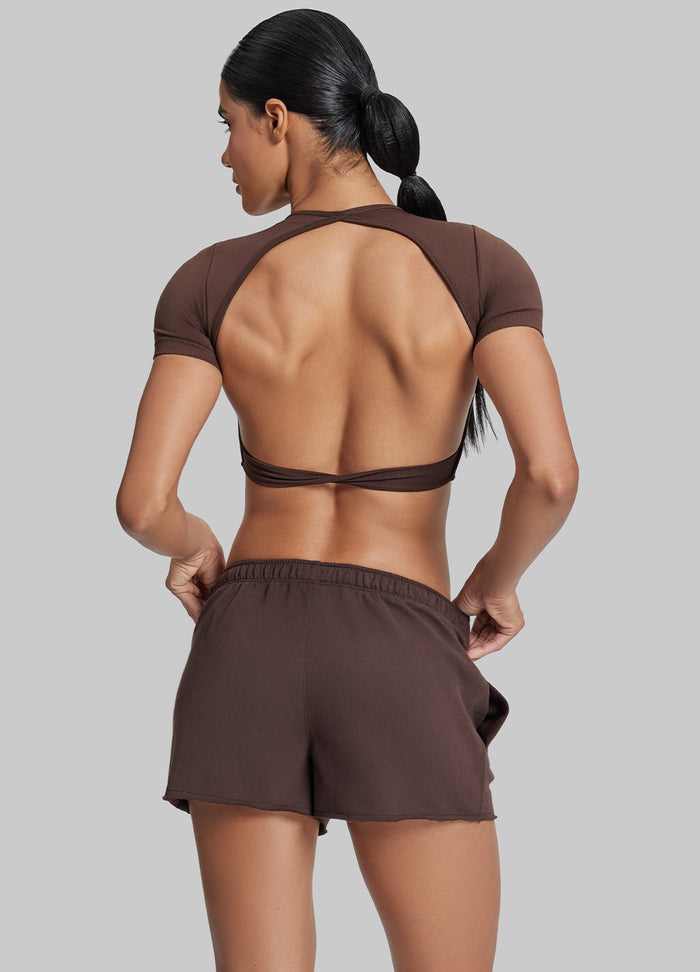 Comfy Mid-Thigh Stretchy Waist French Terry Jersey Shorts