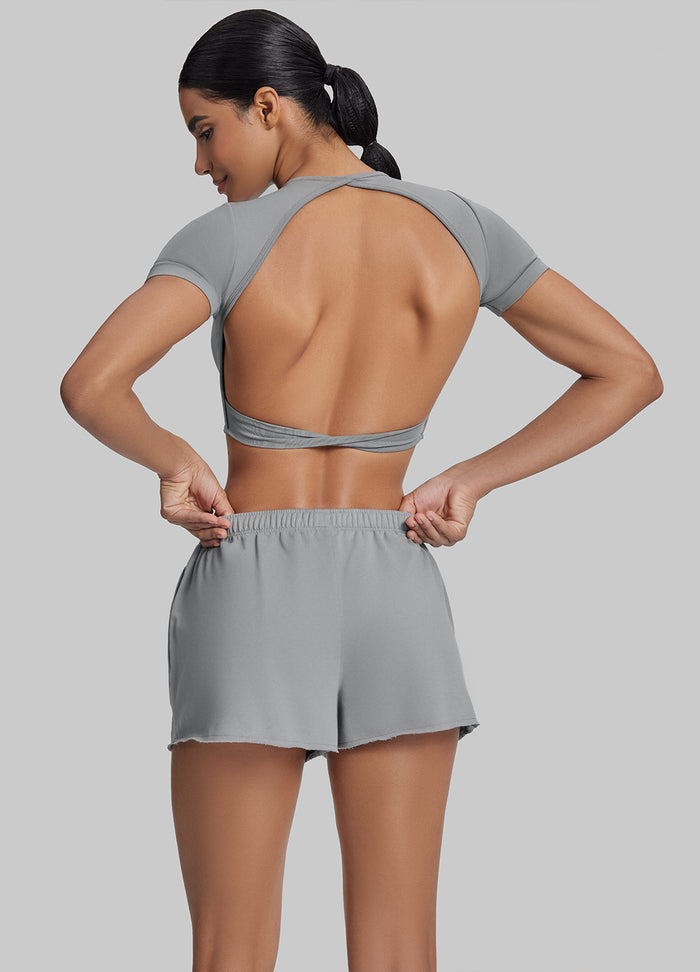 Comfy Mid-Thigh Stretchy Waist French Terry Jersey Shorts