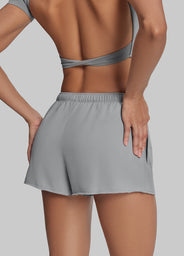 Comfy Mid-Thigh Stretchy Waist French Terry Jersey Shorts