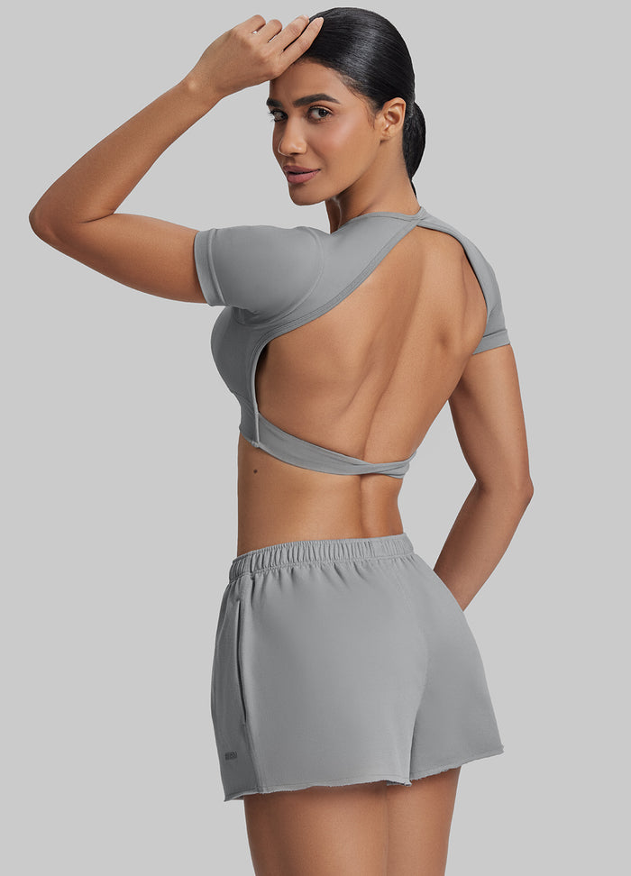 Comfy Mid-Thigh Stretchy Waist French Terry Jersey Shorts