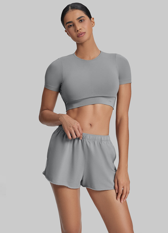 Comfy Mid-Thigh Stretchy Waist French Terry Jersey Shorts