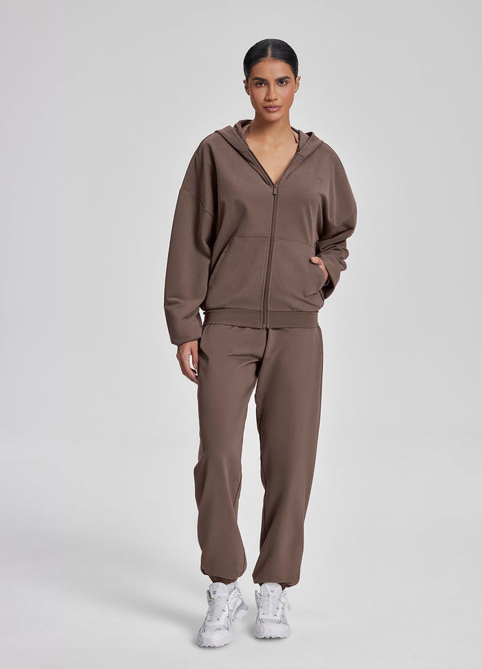 Relaxed Oversized Full Zipper Kangaroo Pockets Soft Hoodie