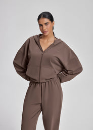 Relaxed Oversized Full Zipper Kangaroo Pockets Soft Hoodie