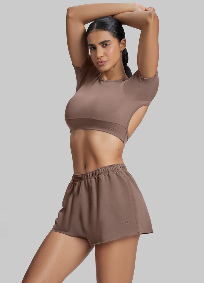 Comfy Mid-Thigh Stretchy Waist French Terry Jersey Shorts