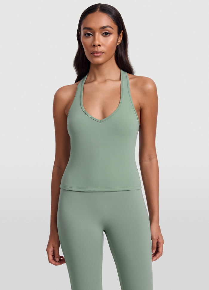 Open Back Halter Tank Top