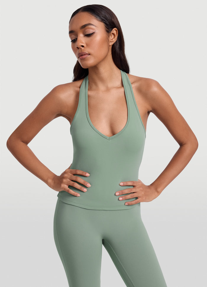 Open Back Halter Tank Top