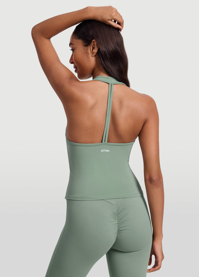 Open Back Halter Tank Top