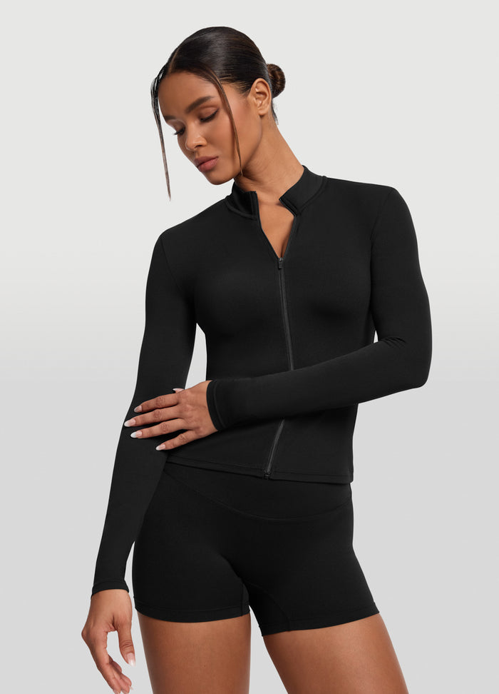 Sleek Zip-Up Long Sleeve Jacket