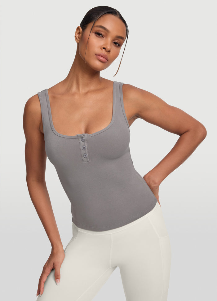 Button Front Tank Top