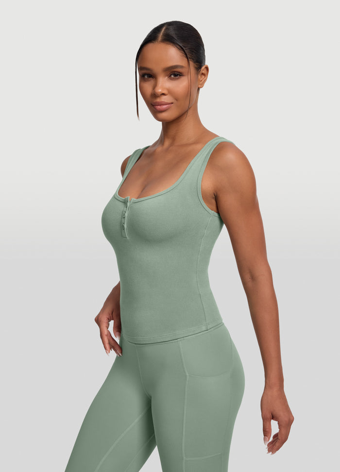 Button Front Tank Top