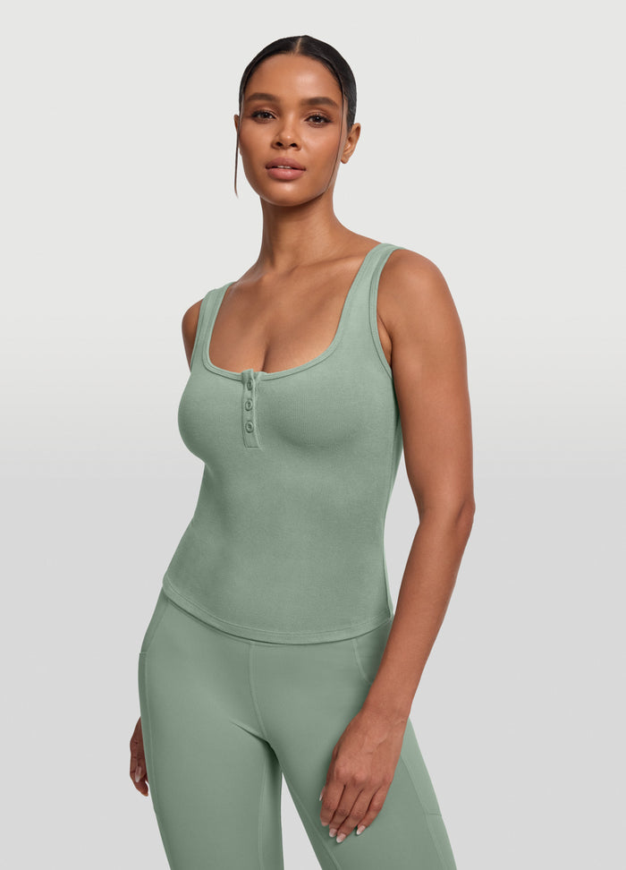Button Front Tank Top