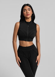 High-Neck Zip-Up Top