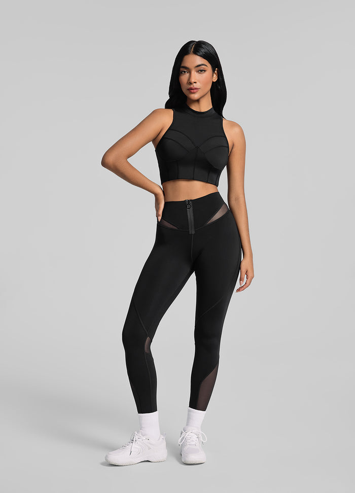 Zip Front Mesh Leggings