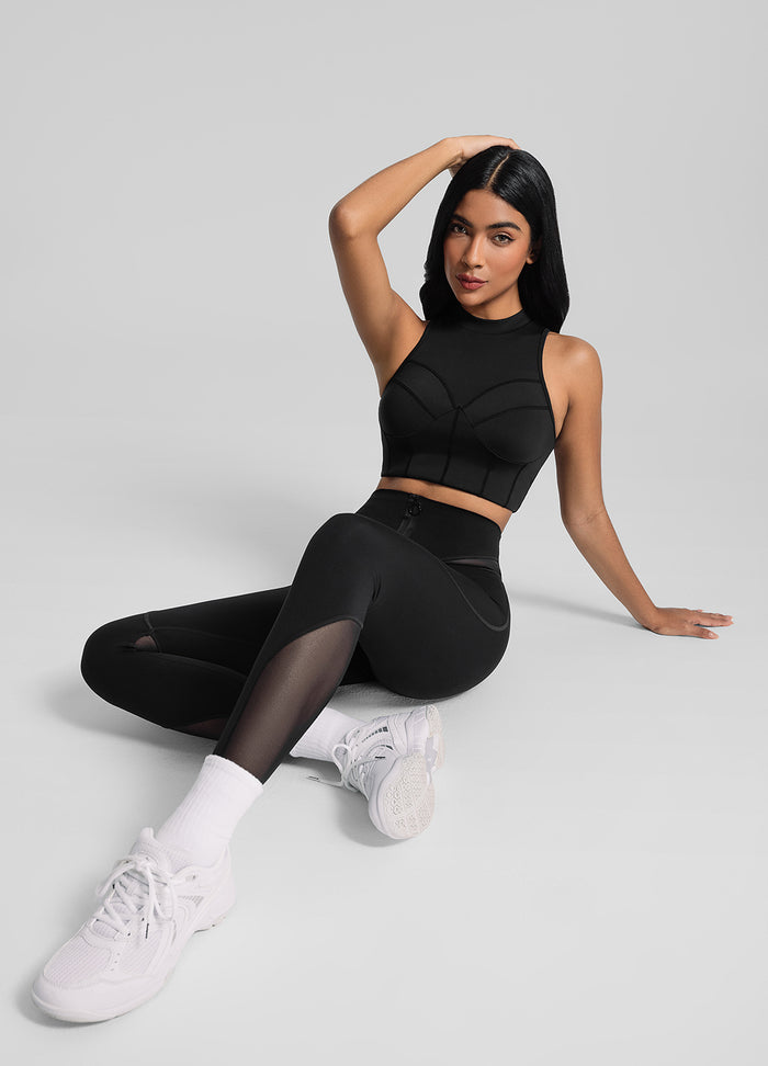 Zip Front Mesh Leggings