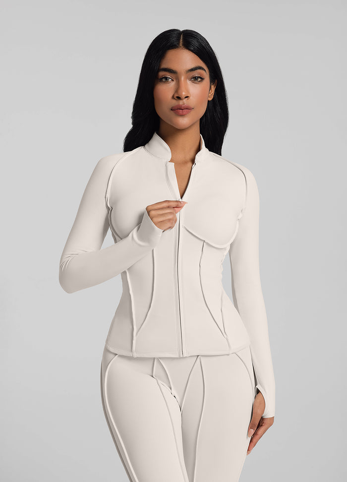 Contour Zip-Up Long Sleeve Top