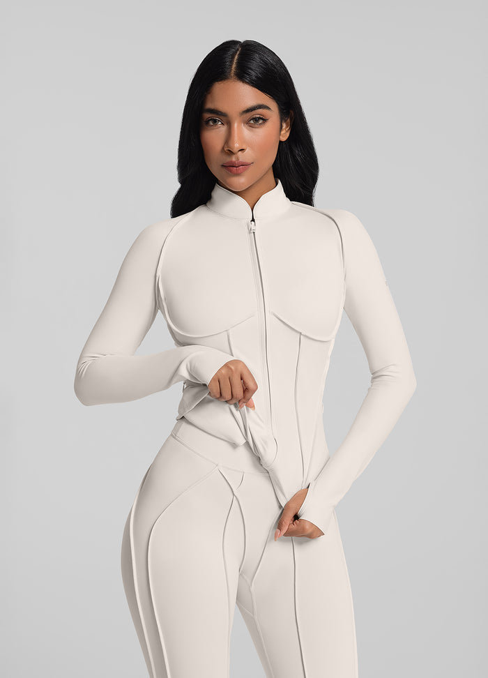 Contour Zip-Up Long Sleeve Top