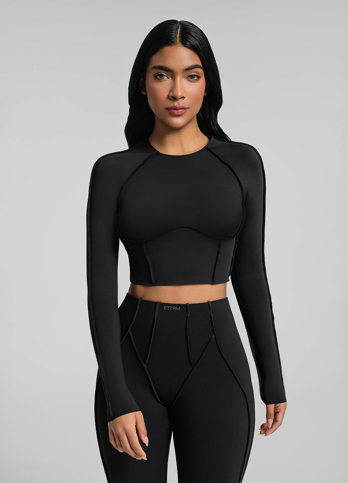 Contour Stitch Long Sleeve Crop