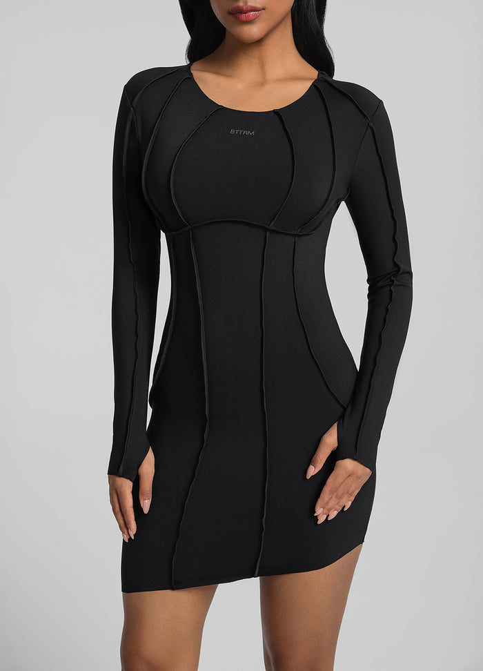 Curved Stitching Mini Dress