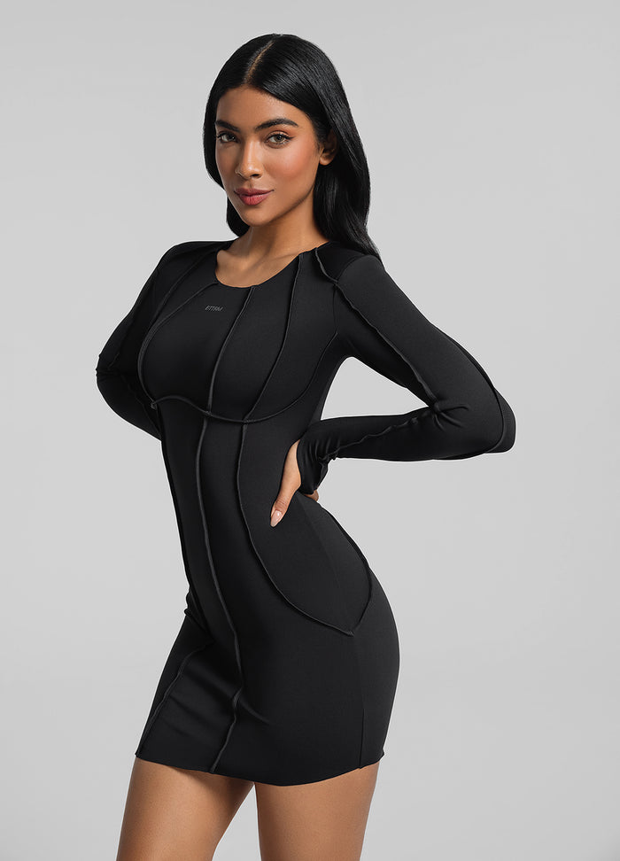 Curved Stitching Mini Dress