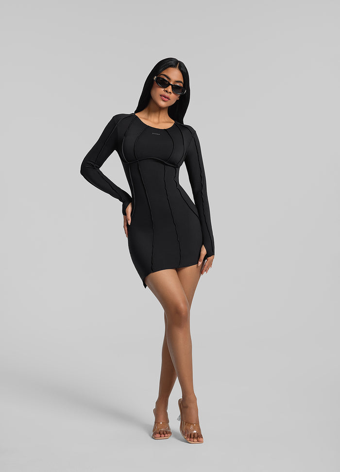 Curved Stitching Mini Dress