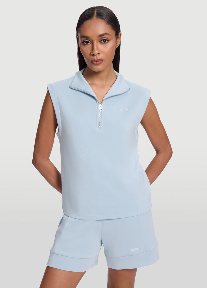 Sudadera sin mangas con media cremallera