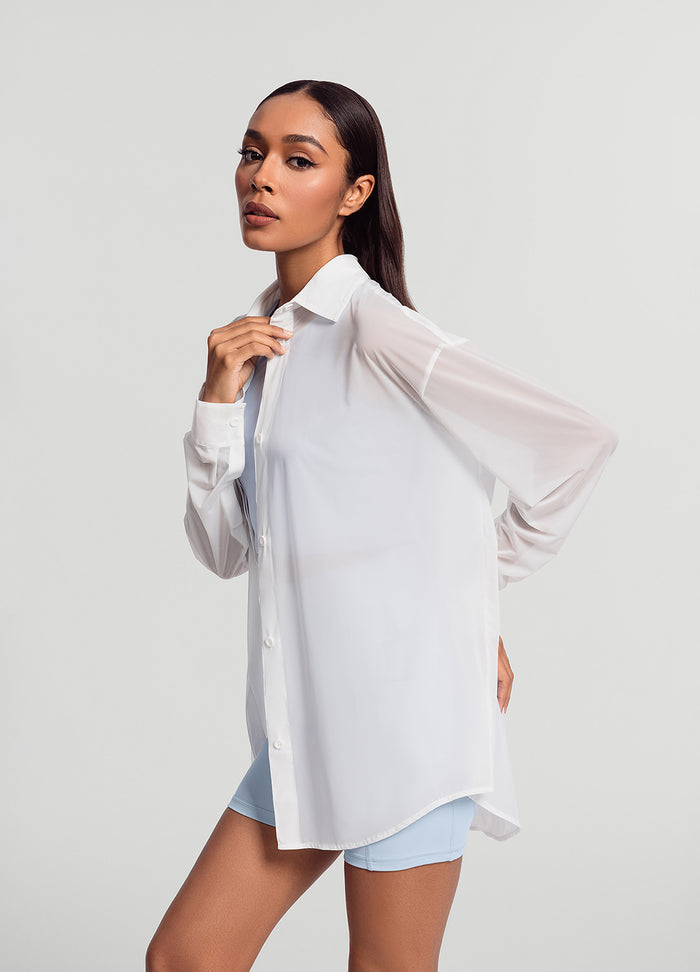 Sheer Button-Up Shirt