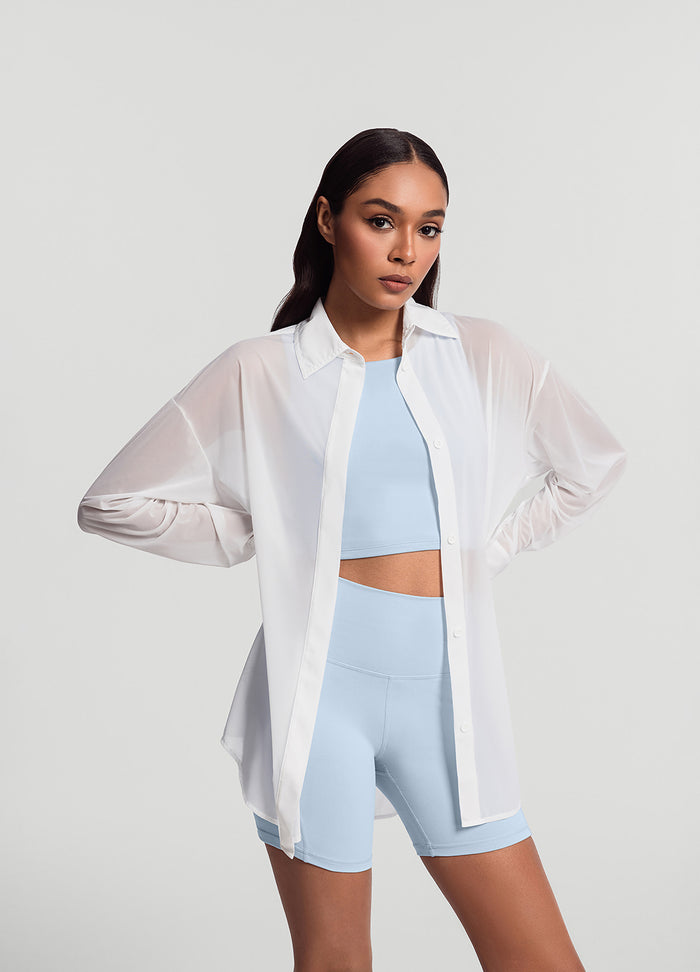 Sheer Button-Up Shirt