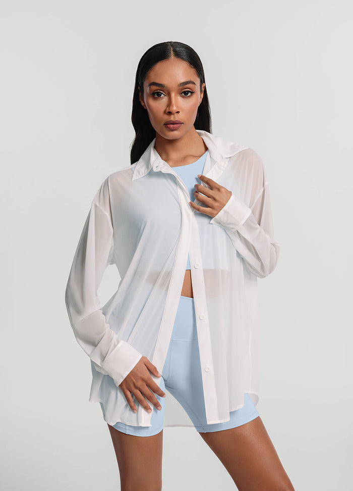 Sheer Button-Up Shirt