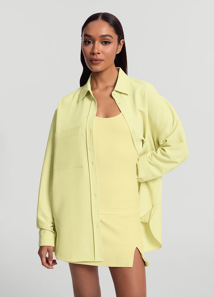 Textured Oversized Button-Up Shirt