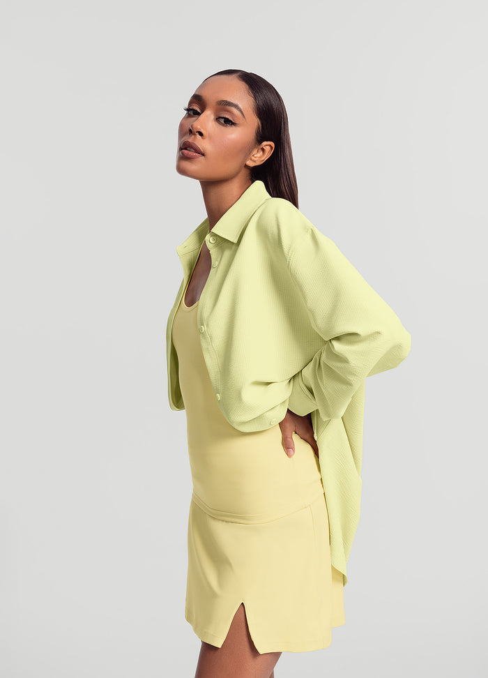 Textured Oversized Button-Up Shirt