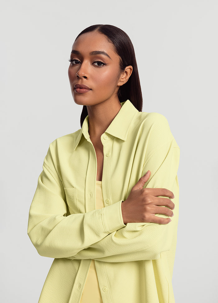 Textured Oversized Button-Up Shirt