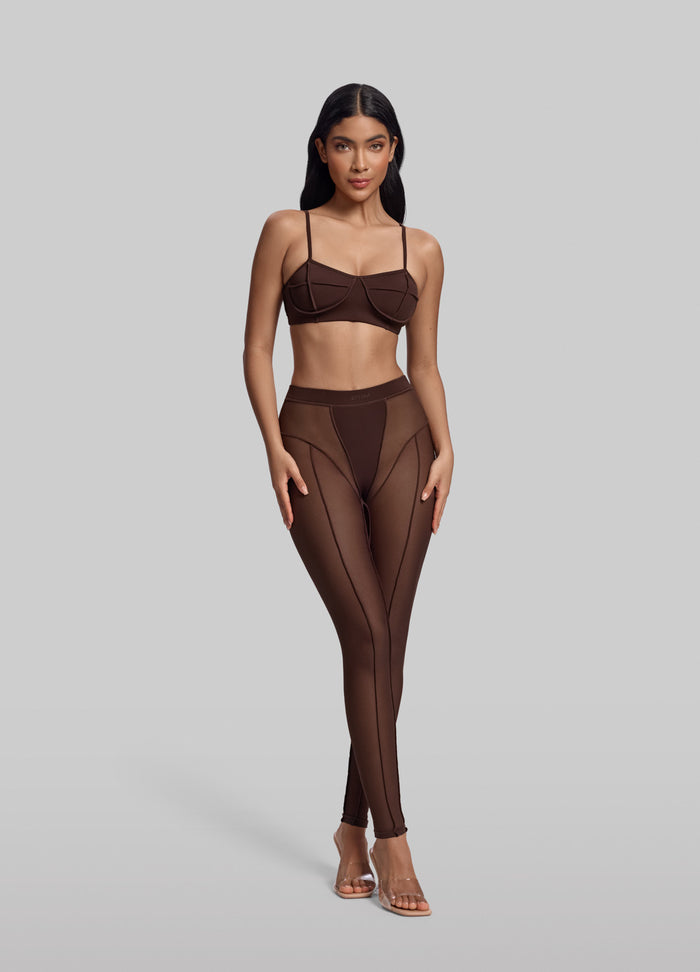 Legging semi-transparent taille haute
